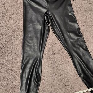 90 Degree By Reflex Shiny Black Faux Leather Leggings